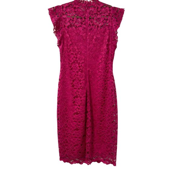 Enfocus Studio Fuchsia Lace  Dress W/ Flutter Sleeves Size 10 dress - Picture 7 of 10